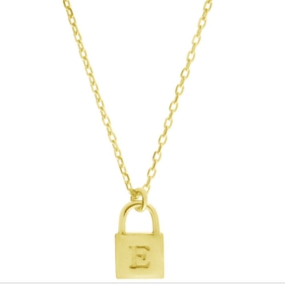 Giani Bernini « E » Initial Padlock 18" Pendant Necklace in 18k Gold plated SS